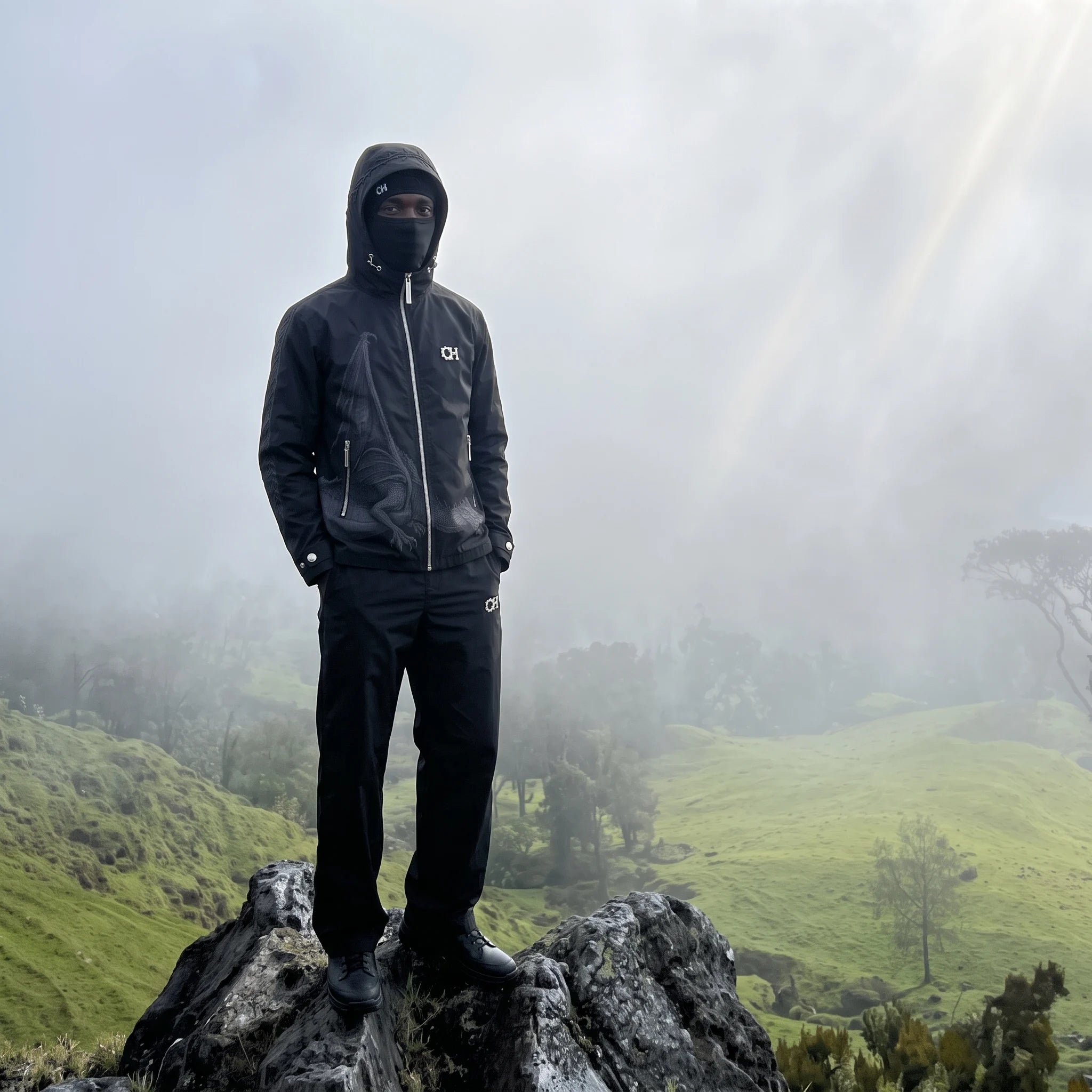 The Rain Shell ISAIAH, worn by model, front 