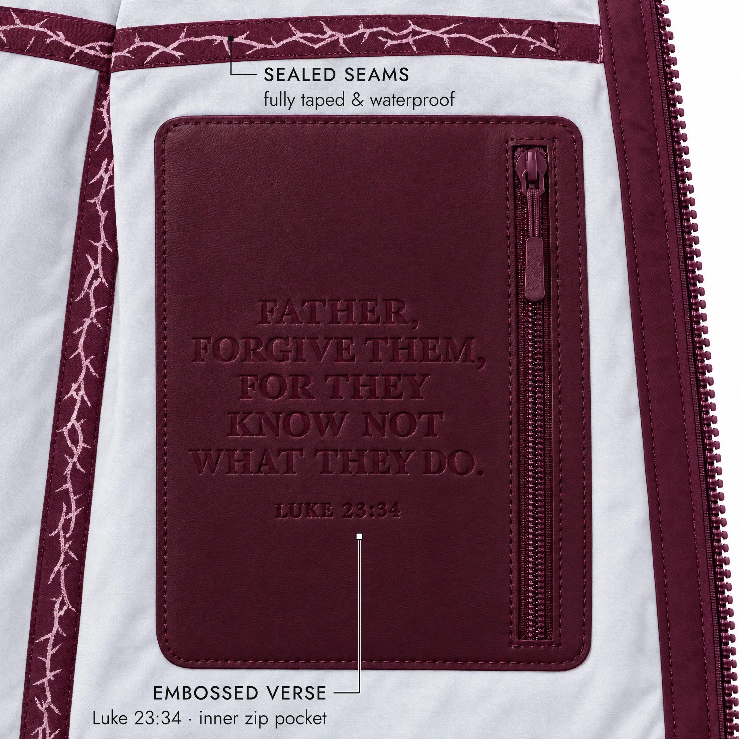 The Rain Shell LUKAS, inside verse detail 